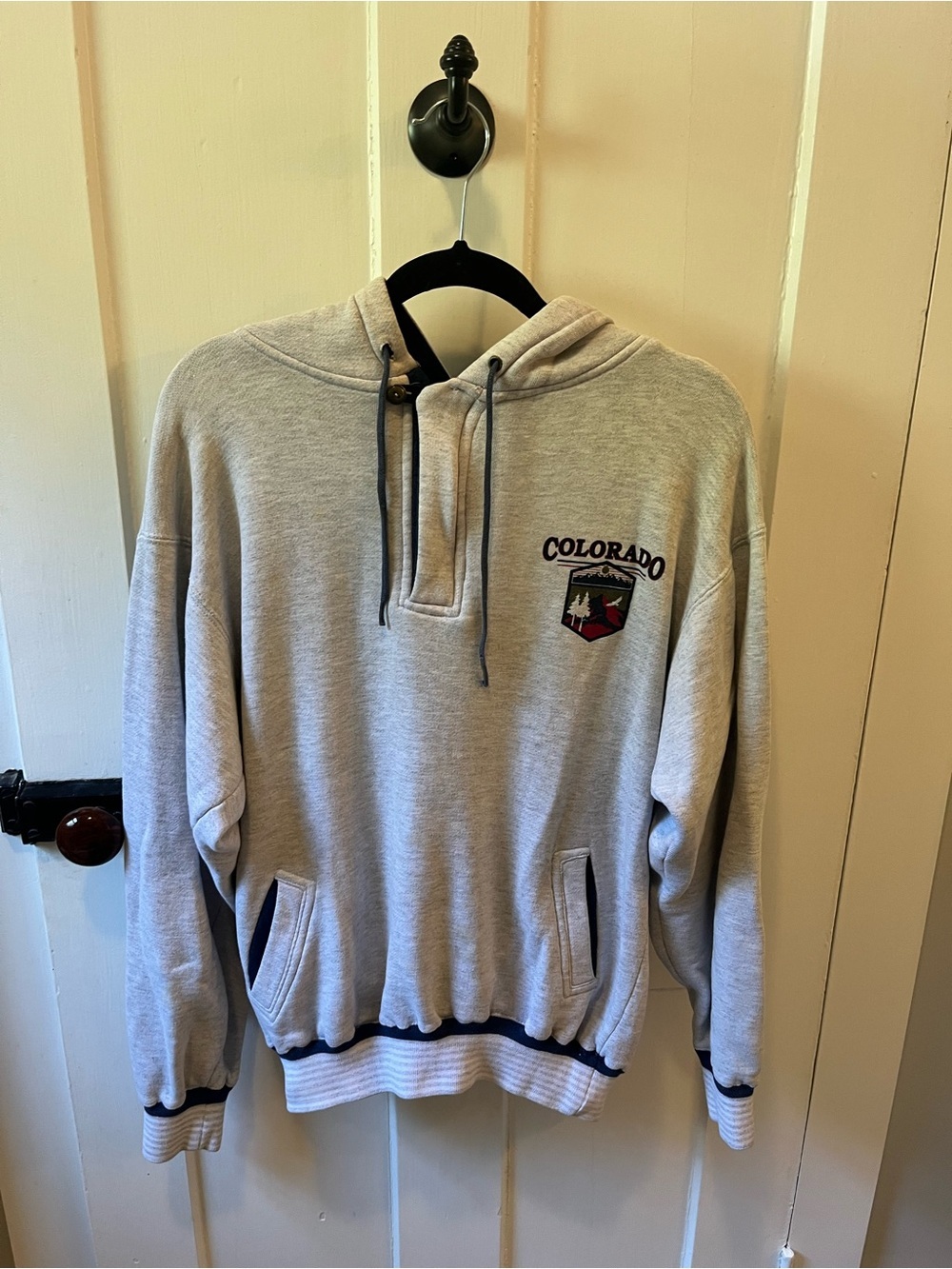 Vintage Crable Sportswear Colorado Hooded 1/4 zip Sweatshirt Gray M